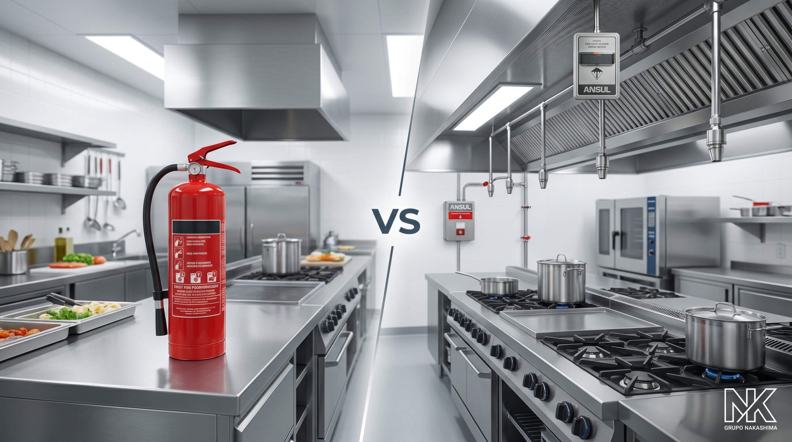 Diferencias entre un extintor y un sistema ANSUL para cocinas: ¿Cuál elegir?